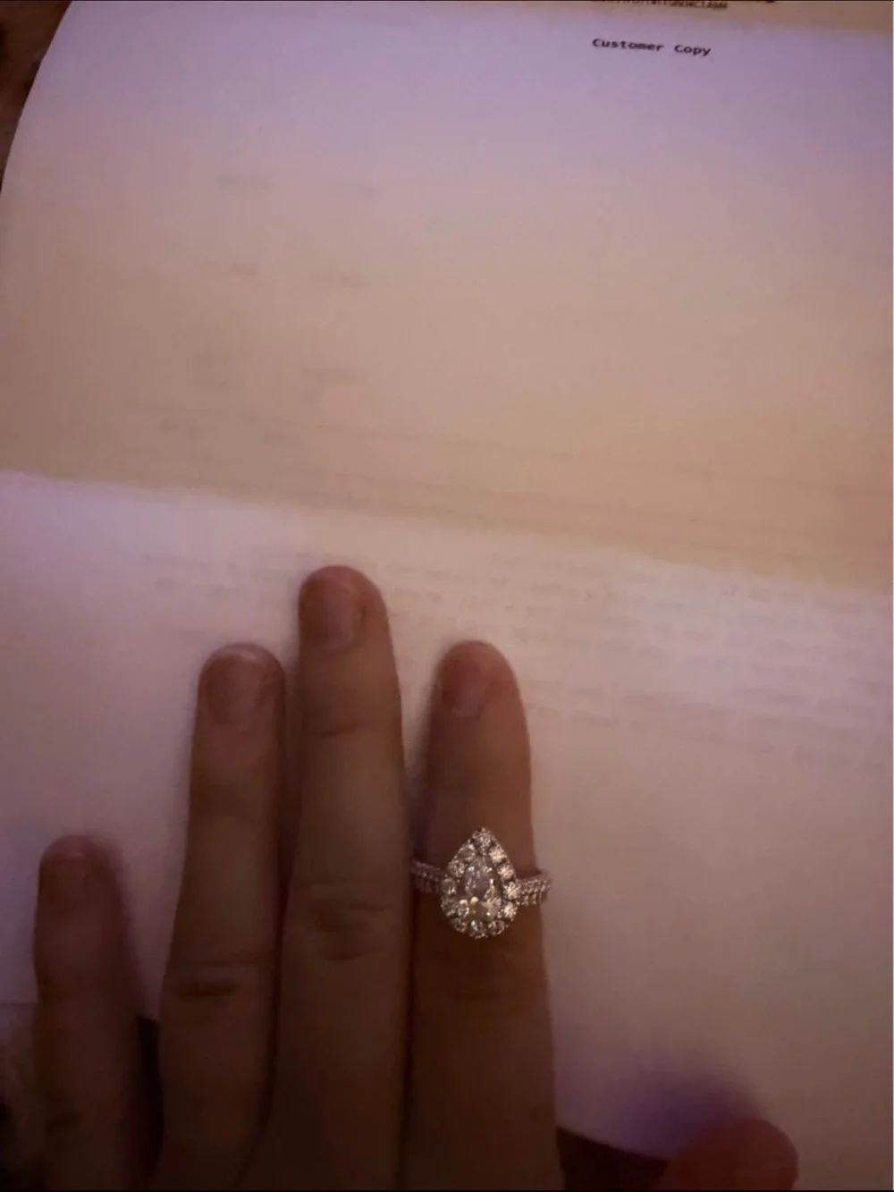 Diamond Teardrop Halo Engagement Ring in Silver
